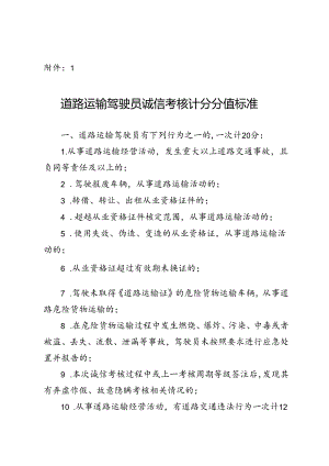 道路运输驾驶员诚信考核计分分值标准、违规驾驶员继续教育合格证明.docx