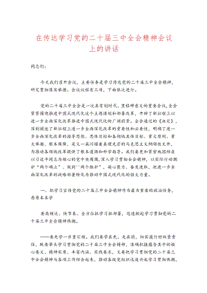 在传达学习党的二十届三中全会精神会议上的讲话.docx