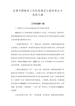 纪律专题教育工作阶段情况汇报和亮点与成效九篇.docx