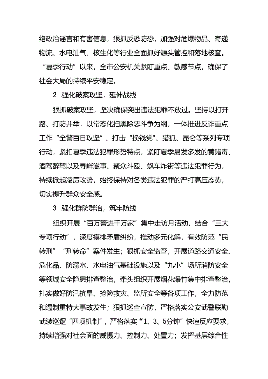 公安推动2024年夏季治安打击整治行动情况报告11篇.docx_第3页
