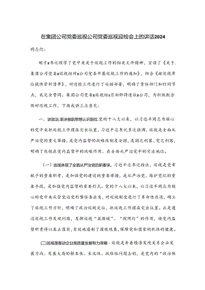 在集团公司党委巡视公司党委巡视迎检会上的讲话2024.docx
