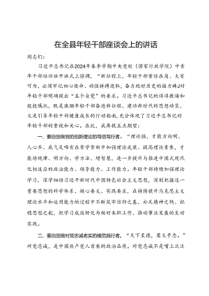 在全县年轻干部座谈会上的讲话.docx