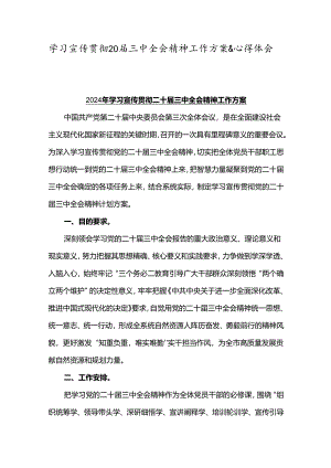 学习宣传贯彻20届三中全会精神工作方案&心得体会.docx
