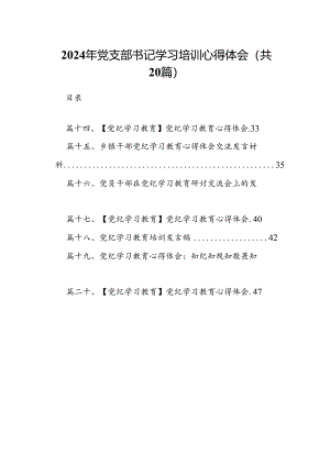 2024年党支部书记学习培训心得体会（共20篇）.docx