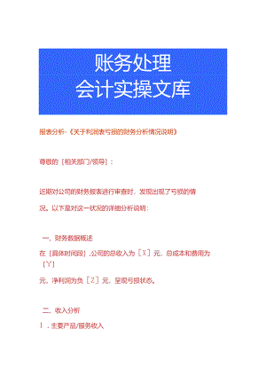 利润表亏损的财务分析情况说明模板.docx