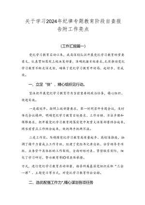 关于学习2024年纪律专题教育阶段自查报告附工作亮点.docx