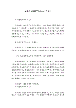 关于个人党建工作总结【五篇】.docx
