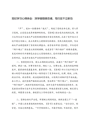 2024年党纪学习心得体会深学细悟铸忠魂笃行实干立新功.docx