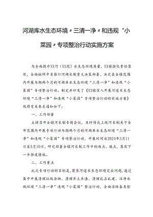 河湖库水生态环境“三清一净”和违规“小菜园”专项整治行动实施方案.docx