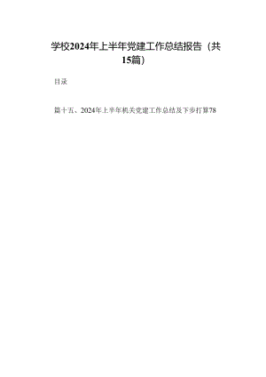学校2024年上半年党建工作总结报告范文15篇供参考.docx