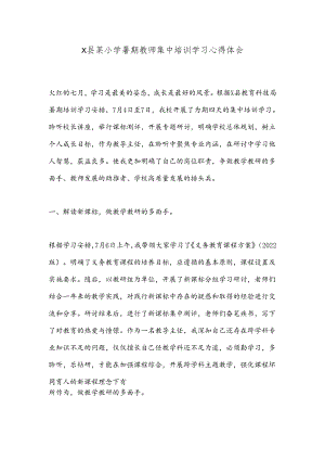 X县某小学暑期教师集中培训学习心得体会.docx