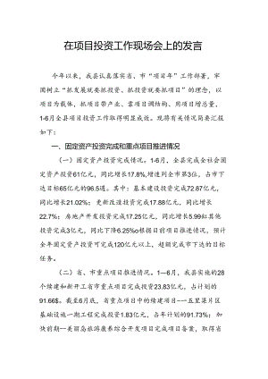 在项目投资工作现场会上的发言.docx