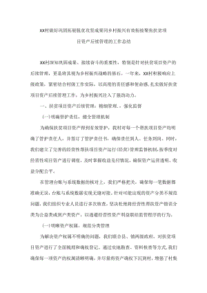 XX村做好巩固拓展脱贫攻坚成果同乡村振兴有效衔接聚焦扶贫项目资产后续管理的工作总结.docx