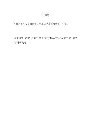 单位副职副局长领导学习贯彻党的二十届三中全会公报精神心得体会感想2篇.docx