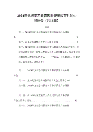 2024年党纪学习教育观看警示教育片的心得体会精选版【16篇】.docx