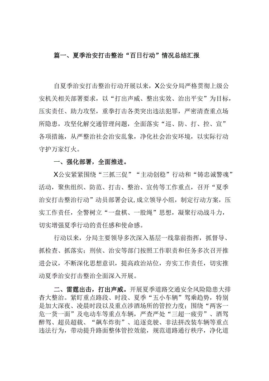 夏季治安打击整治“百日行动”情况总结汇报【九篇精选】供参考.docx_第2页