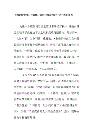 X市场监管部门开展电子计价秤专项整治行动工作新亮点.docx