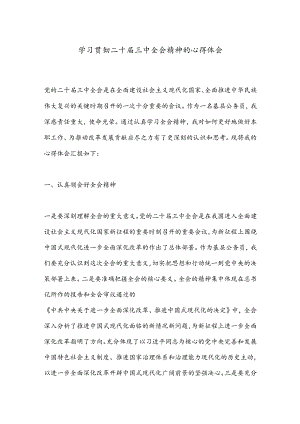 学习贯彻二 十届三 中全会精神的心得体会.docx