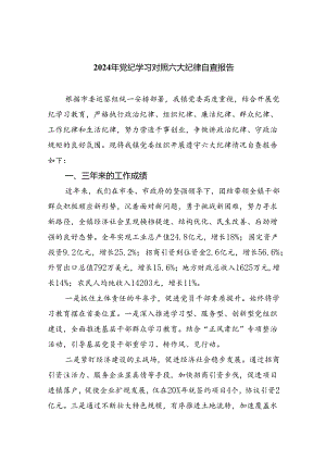 (11篇)2024年党纪学习对照六大纪律自查报告通用范文.docx
