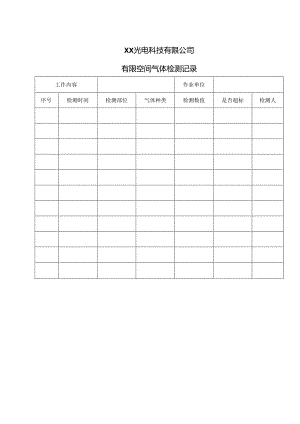 XX光电科技有限公司有限空间气体检测记录（2024年）.docx