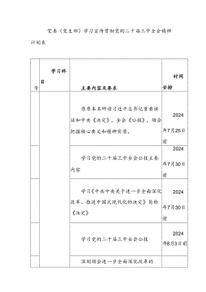 2024年党委（党支部）学习宣传贯彻党的二十届三中全会精神计划表.docx