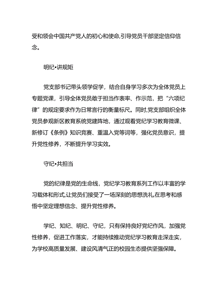 党支部组织开展党纪学习教育系列工作总结（范本）.docx_第2页