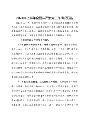 2024年上半年全面从严治党工作情况报告.docx