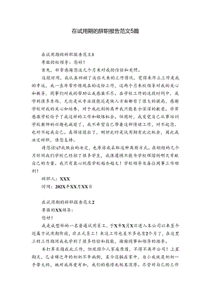 在试用期的辞职报告范文5篇.docx