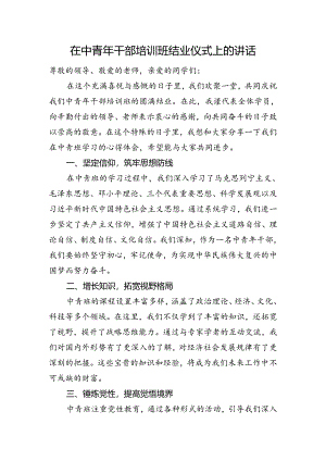 在中青年干部培训班结业仪式上的讲话.docx