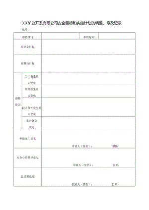 XX矿业开发有限公司安全目标和实施计划…、修改记录（2024年）.docx