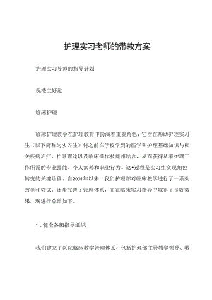护理实习老师的带教方案.docx