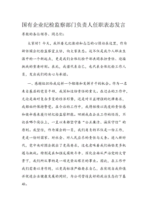 国有企业纪检监察部门负责人任职表态发言1.docx