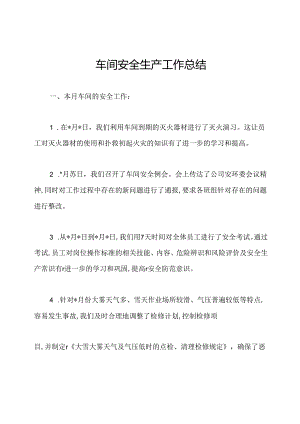 车间安全生产工作总结.docx