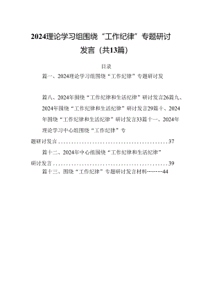 理论学习组围绕“工作纪律”专题研讨发言【13篇】.docx
