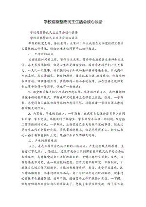 学校巡察整改民主生活会谈心谈话.docx