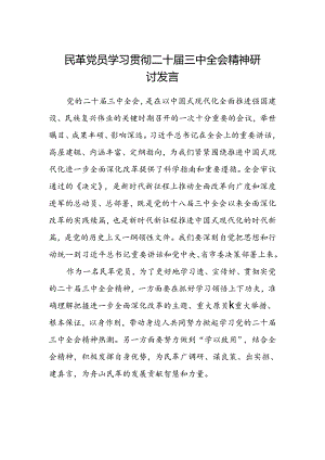 民革党员学习贯彻二十届三中全会精神研讨发言.docx