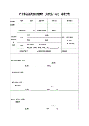 2024《农村宅基地和建房（规划许可）审批表》（模板空白表）.docx