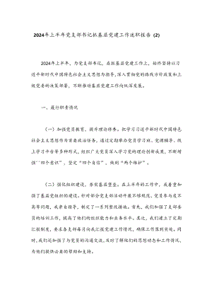 2024年上半年党支部书记抓基层党建工作述职报告（2）.docx