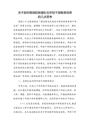 新时期消防救援队伍年轻干部教育培养的几点思考（调研报告）.docx