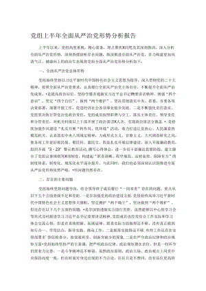 党组上半年全面从严治党形势分析报告.docx