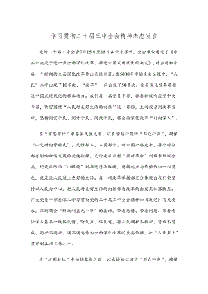 学习贯彻二十届三中全会精神表态发言.docx