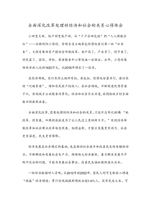 全面深化改革处理好经济和社会的关系心得体会.docx
