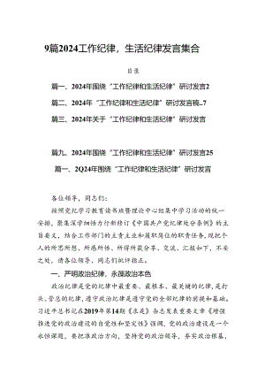 9篇2024工作纪律生活纪律发言集合.docx