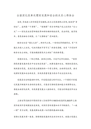 全面深化改革处理好发展和安全的关系心得体会.docx