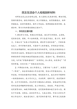 民主生活会个人检视剖析材料.docx