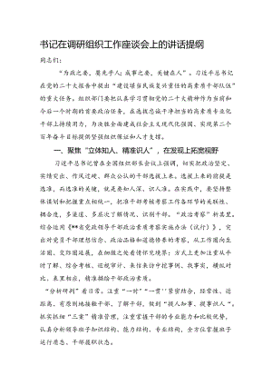 书记在调研组织工作座谈会上的讲话提纲.docx