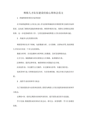 舆情人才队伍建设经验心得体会范文.docx