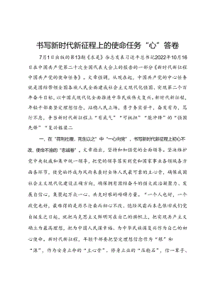 理论中心组研讨发言：书写新时代新征程上的使命任务“心”答卷.docx