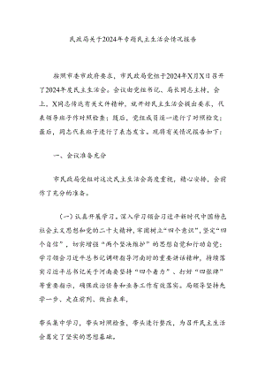 民政局关于2024年专题民主生活会情况报告.docx