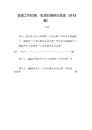 支部工作纪律生活纪律研讨发言13篇（最新版）.docx